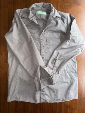 Red Kap Men's Gray Long Sleeve Button Front Work Shirt - Size Medium